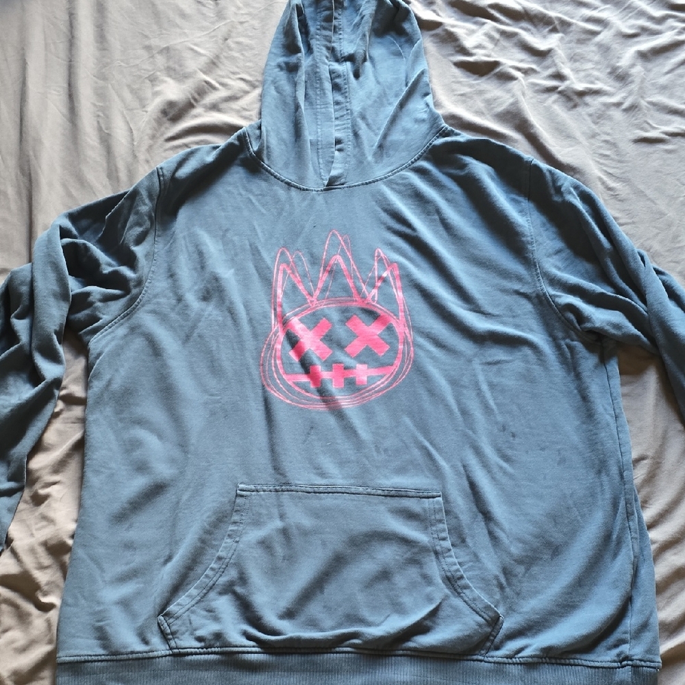 Cult of Individuality Blue Hoodie with Pink Graphic